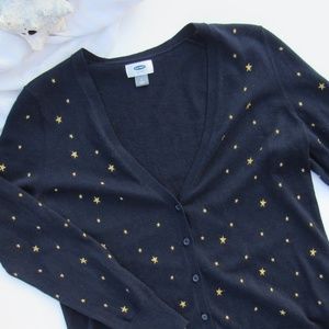 navy cardigan with embroidered stars